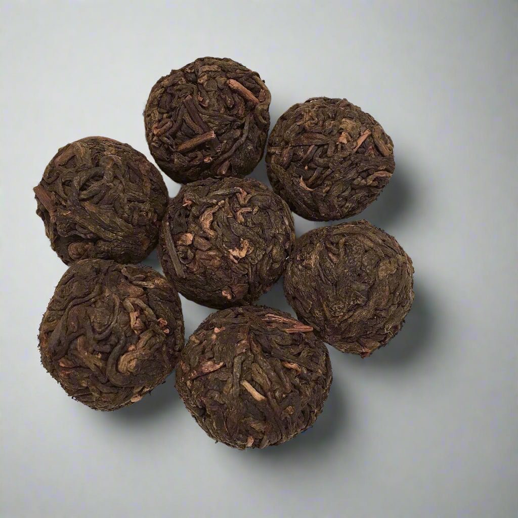 tiger lily black balls Shu Long Zhu – 2016 Ripe Puer Tea Ball