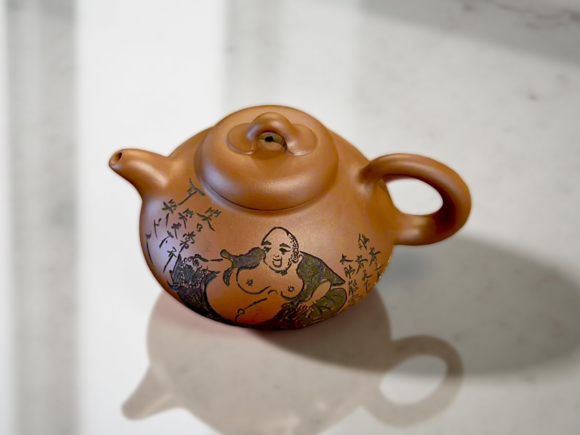 Fine Yixing Clay Teapot – Handmade Chinese Kongfu Tea Pot with Laughing Buddha