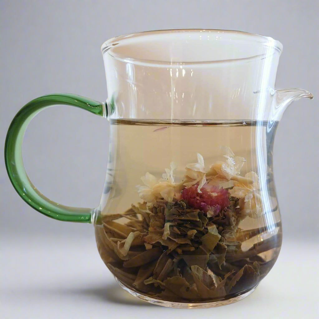 Jasmine Green organic blooming tea with flowers