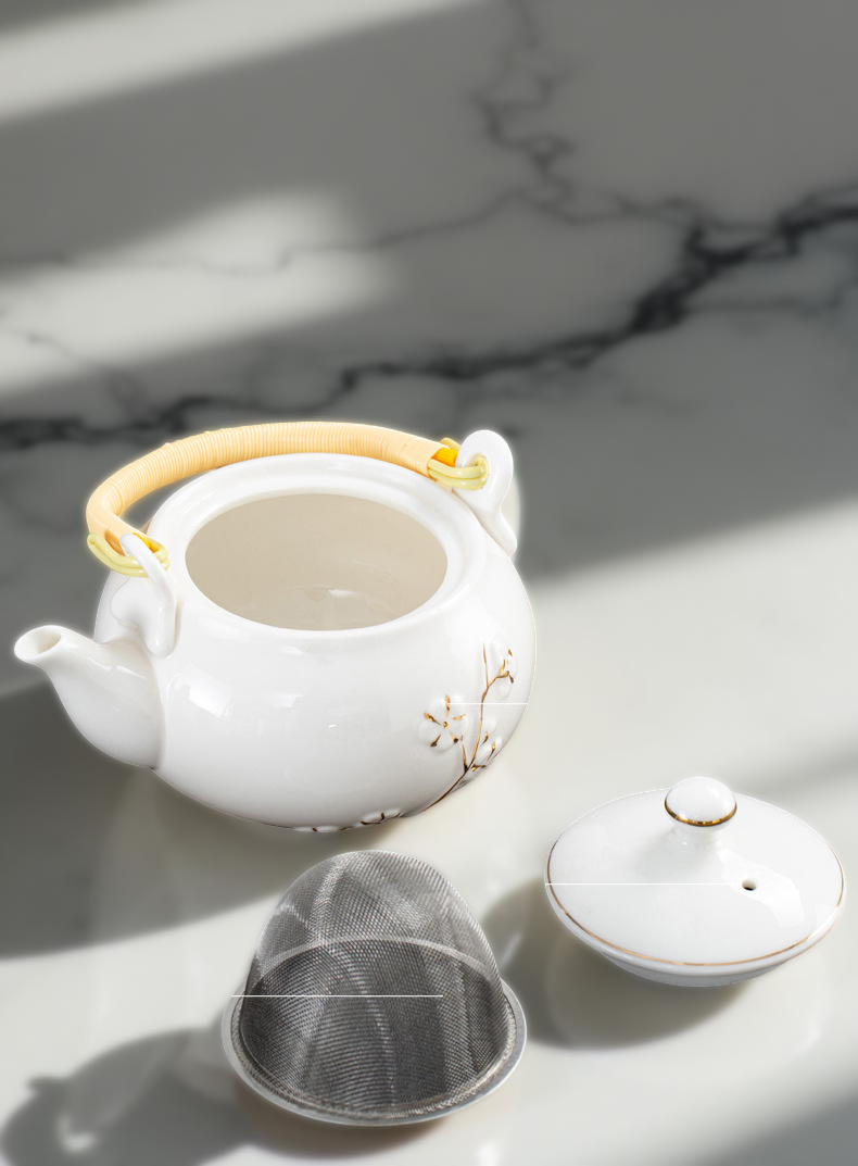 660ml Handmade Kiln-Transformed Ceramic Teapot with filter – Celadon Green or Ivory White