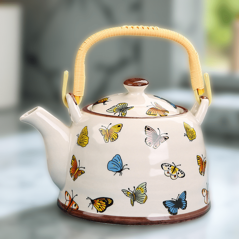 Butterfly Ceramic Tea Set – 800ml Teapot with 6 x 110ml Cups - TeaPot - Tiger Lily Tea Co