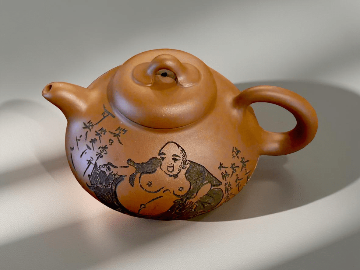 Fine Yixing Clay Teapot – Handmade Chinese Kongfu Tea Pot with Laughing Buddha - TeaPot - Tiger Lily Tea Co