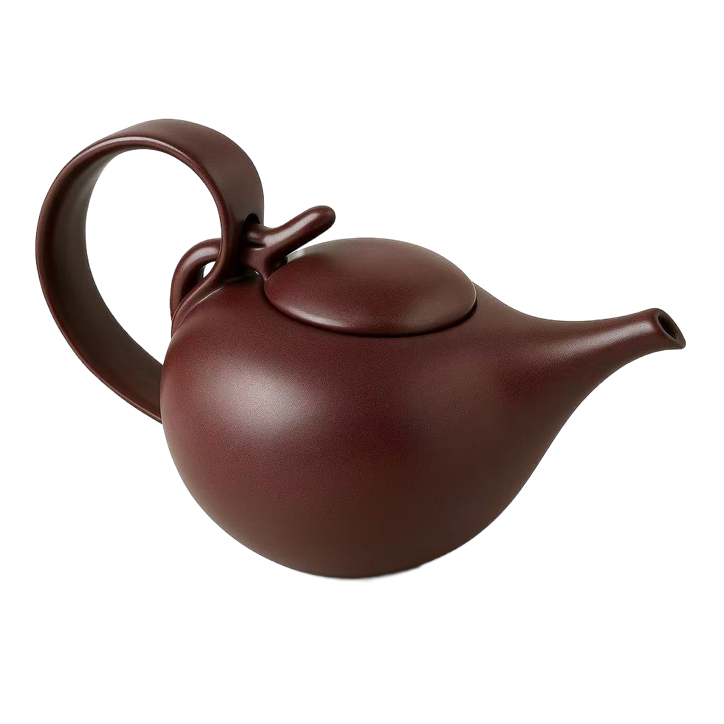 Brown ceramic teapot on a white background