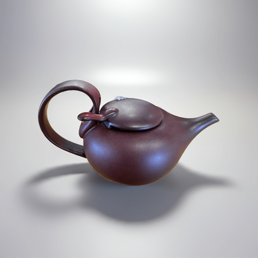 Modern Ceramic Teapot – Handmade Sculptural Teapot with Curved Handle & Matte Red Glaze (800ml) - TeaPot - Tiger Lily Tea Co