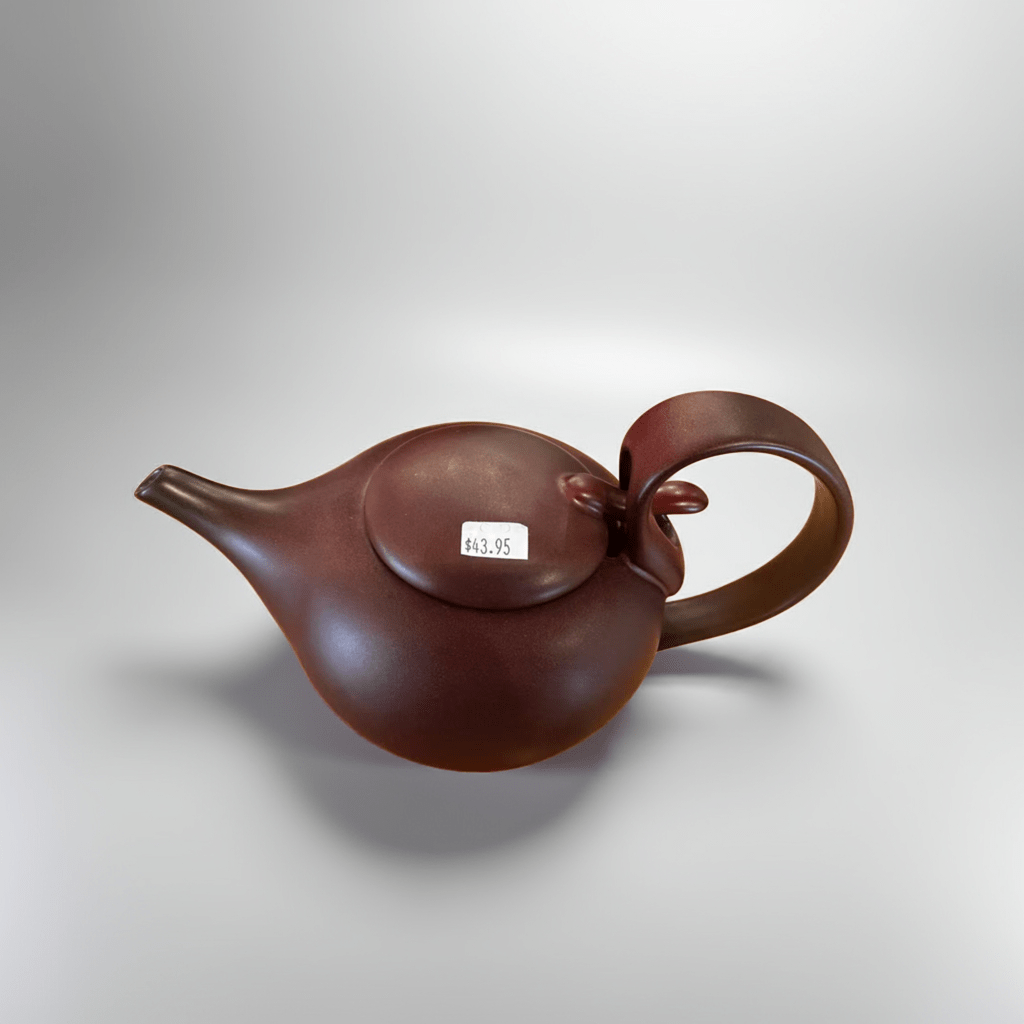 Modern Ceramic Teapot – Handmade Sculptural Teapot with Curved Handle & Matte Red Glaze (800ml) - TeaPot - Tiger Lily Tea Co