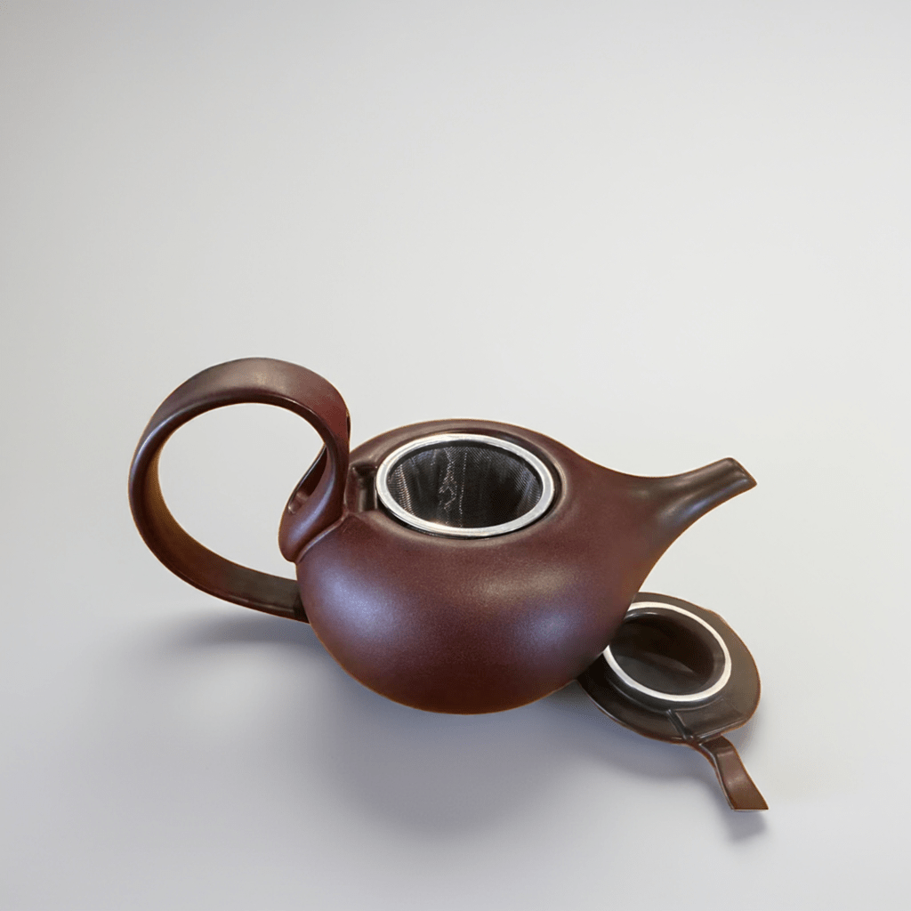 Modern Ceramic Teapot – Handmade Sculptural Teapot with Curved Handle & Matte Red Glaze (800ml) - TeaPot - Tiger Lily Tea Co