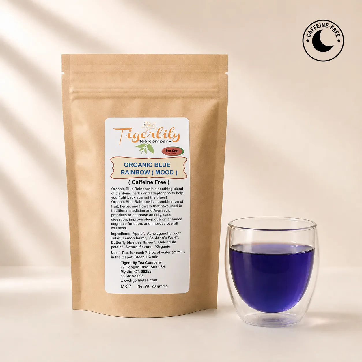 Organic Blue Rainbow floral caffeine-free herbal tea
