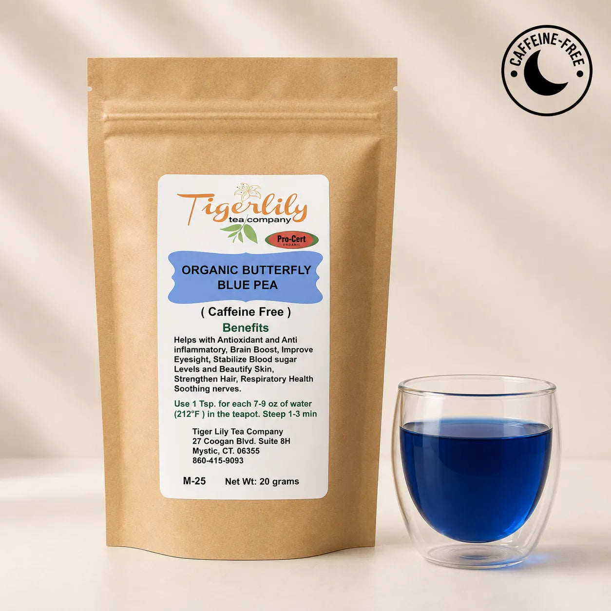 Organic butterfly blue pea flowers caffeine-free herbal tea