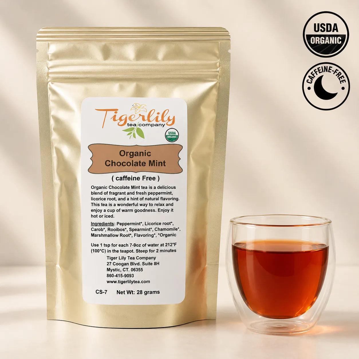 Organic chocolate mint caffeine-free loose herbal tea