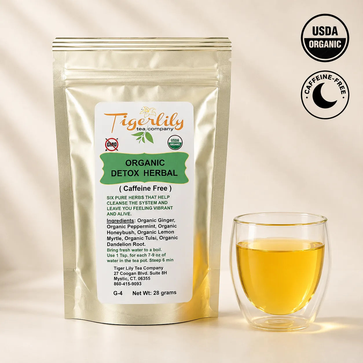 Organic caffeine-free loose leaf herbal tea blend