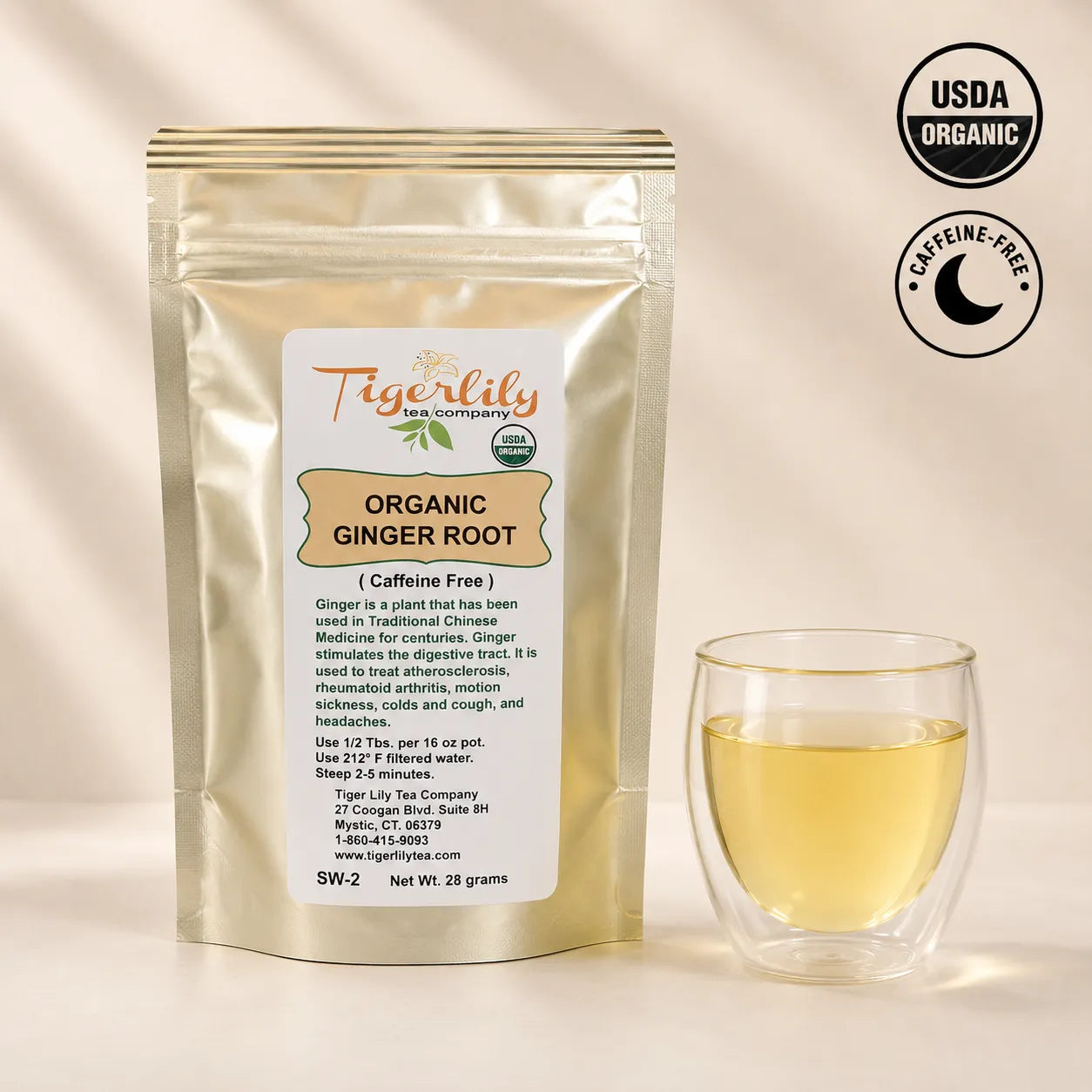 Organic ginger root caffeine-free herbal tea