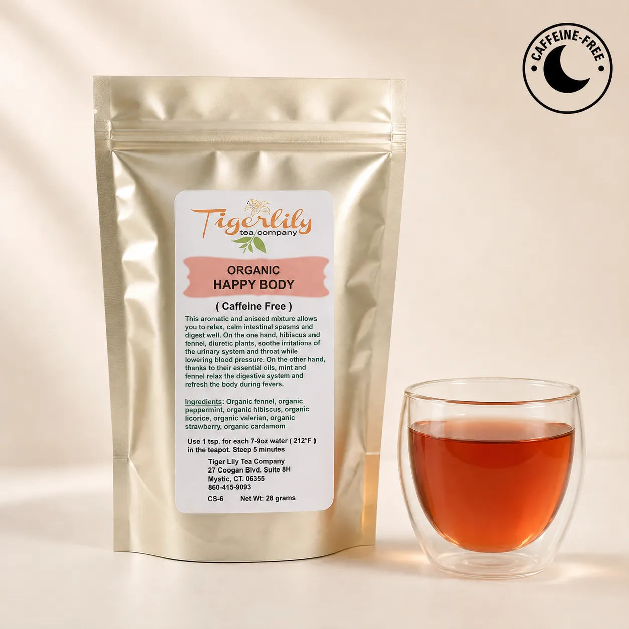 Organic caffeine-free herbal tea blend, loose leaf