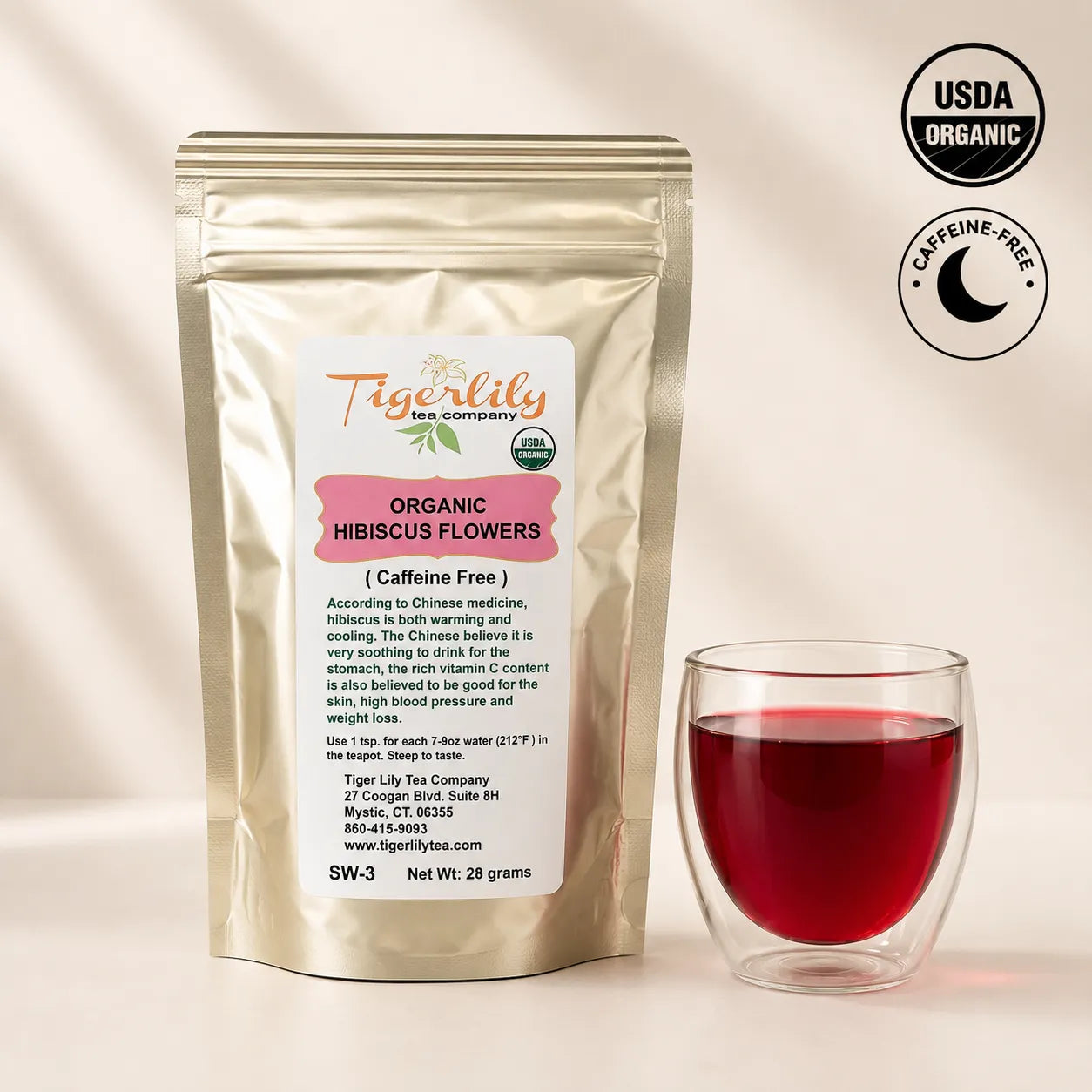 Organic dried hibiscus flowers caffeine-free herbal tea