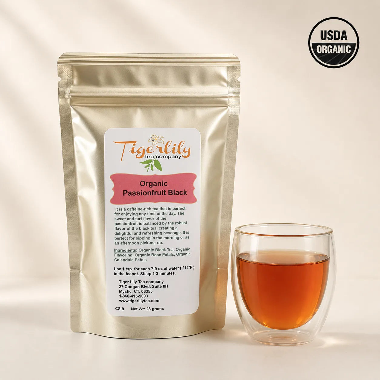 Organic passionfruit loose leaf black tea