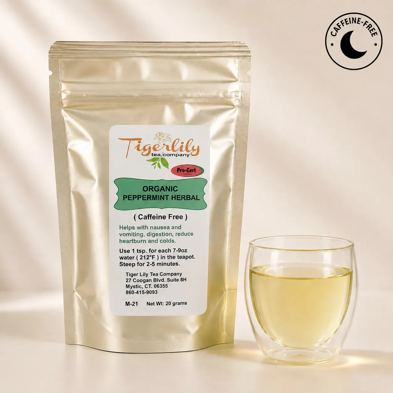 Organic peppermint leaf caffeine-free herbal tea