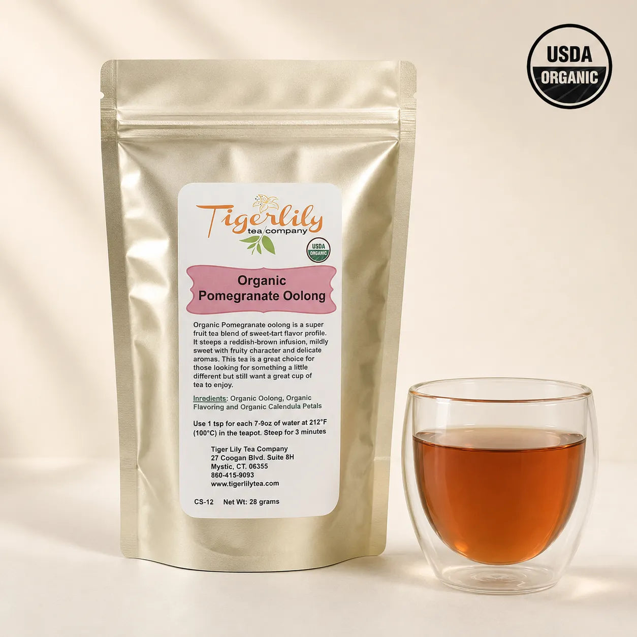 Organic pomegranate loose leaf oolong tea
