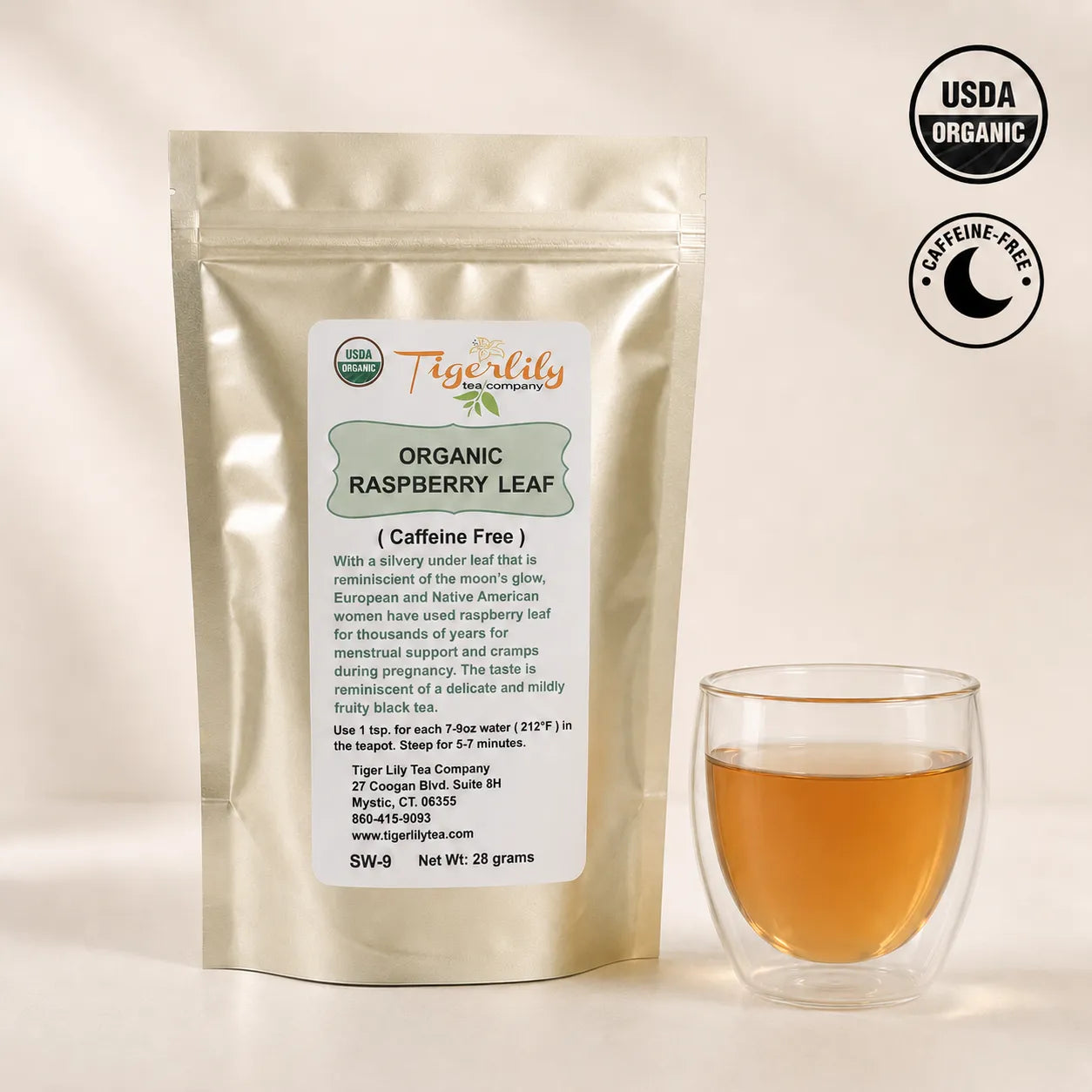 Organic raspberry leaf caffeine-free herbal tea