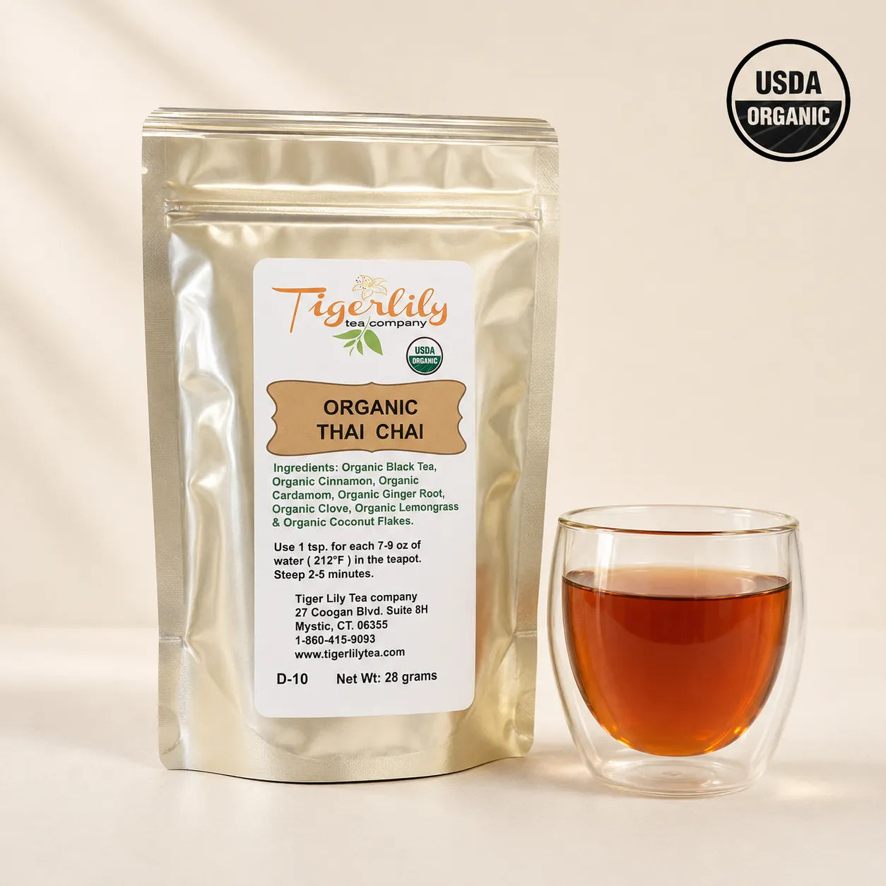 Organic Thai chai spiced black tea with coconut, loose leaf