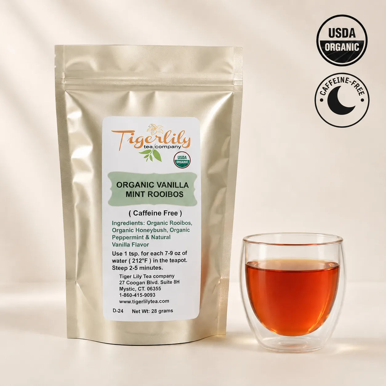 Organic vanilla mint rooibos caffeine-free herbal blend