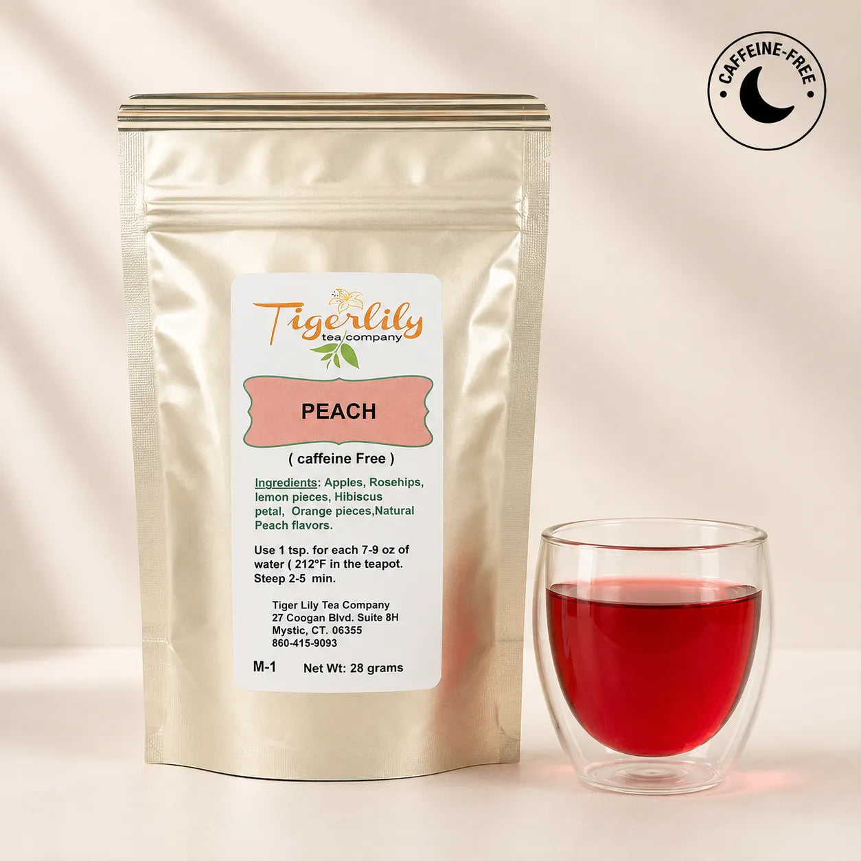 Peach caffeine-free loose leaf herbal tea