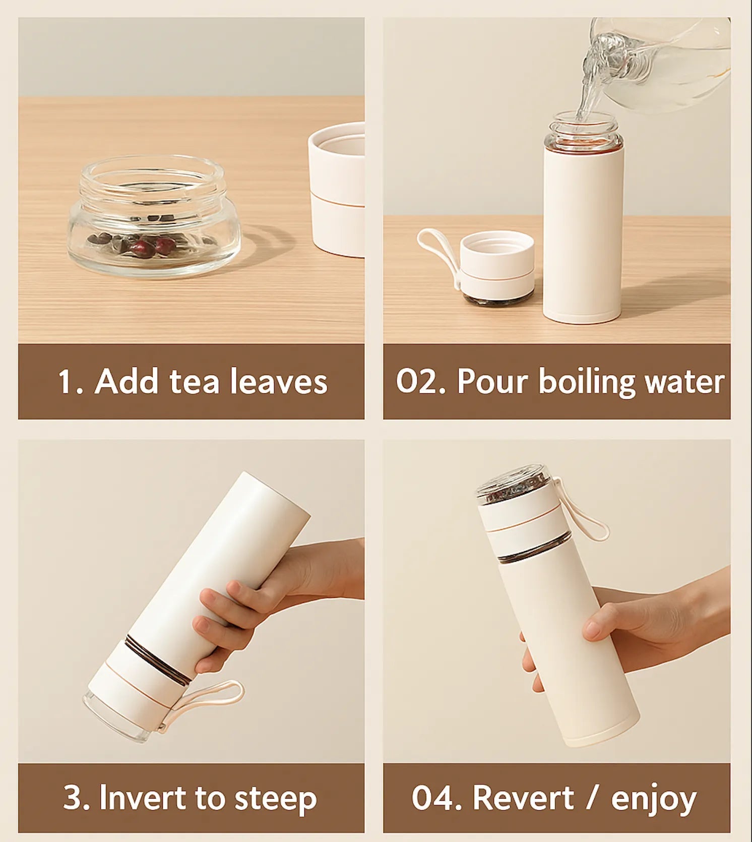 Tea leave Water Separation Cup, Heat - Resistant Borosilicate Glass Liner, 500ML - Tea Bottle - Tiger Lily Tea Co